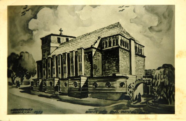 Kartka pocztowa z widokiem kościoła Chrystusa Króla w Gliwicach, 1955 r. / Muzeum w Gliwicach